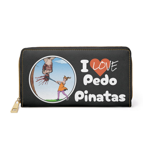 Zipper Wallet - Violent Girl with Baseball Bat Pedophile Pinatas Design